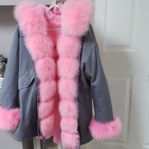 Beautiful, Woman, Natural Fox Fur Coat